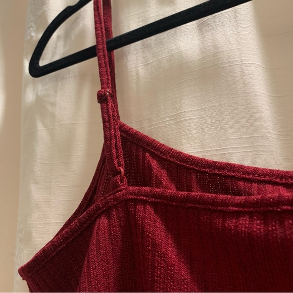 Dark Red Rib-Knit Crop Cami Top NWOT - Picture 5 of 7